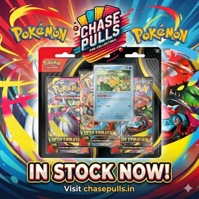 IN STOCK NOW ⚡️

Pokémon Mega Evolution 3-Pack Blister is live on Chase Pulls

✨ Features the iconic Psyduck promo, inspired by “Ophelia”